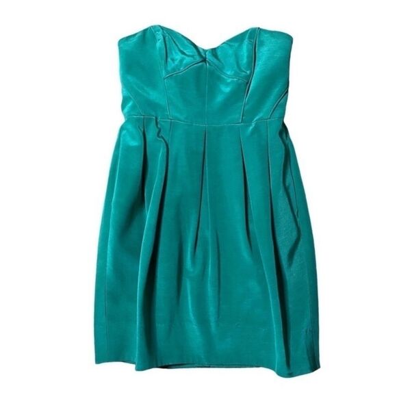 Shoshanna Green Taffeta Strapless Cocktail Dress - Picture 1 of 9